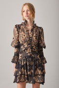 VESTIDO ROMANTICO EN GASA MANGA JAMON