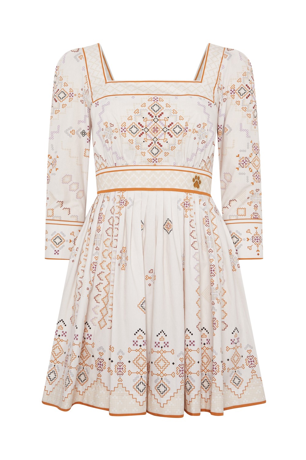 CROSS-STITCH PRINT COTTON DRESS