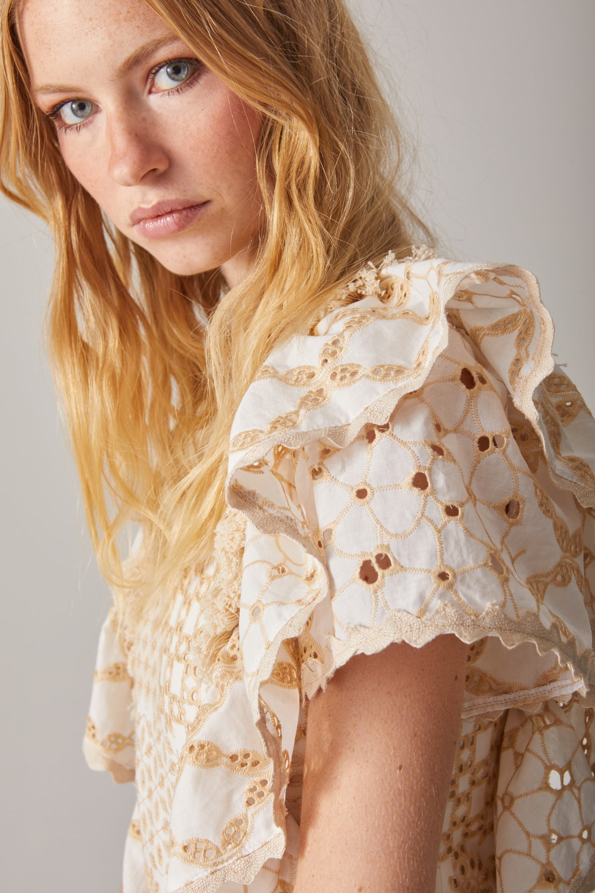 EMBROIDERED VOILE DRESS WITH FRINGE