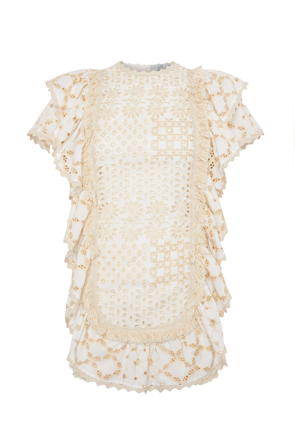 VESTIDO VOILE BORDADO CON FLECOS