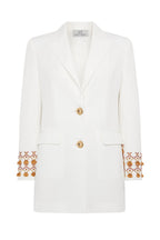 BLAZER BLANCA RECTA PUNTO DE CRUZ