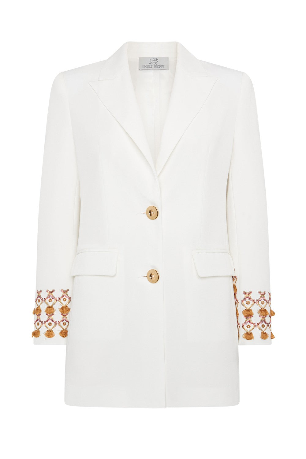 BLAZER BLANCA RECTA PUNTO DE CRUZ