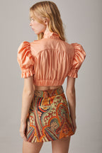 CAMISA DE ALGODÓN CON LAZO COLOR SALMON