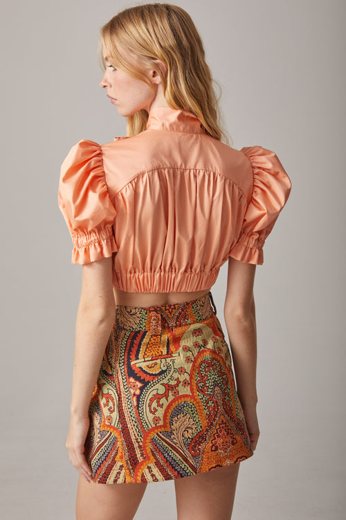 CAMISA DE ALGODÓN CON LAZO COLOR SALMON