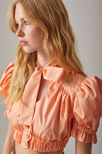 CAMISA DE ALGODÓN CON LAZO COLOR SALMON