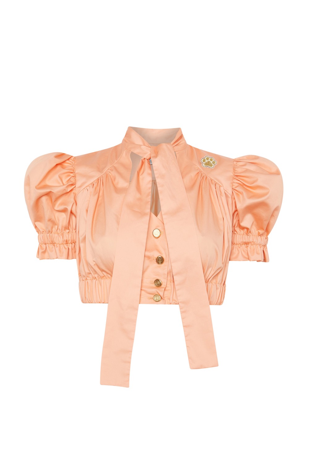 CAMISA DE ALGODÓN CON LAZO COLOR SALMON