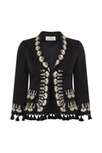 CHAQUETA JOYA NEGRA BORDADA CON BORLAS