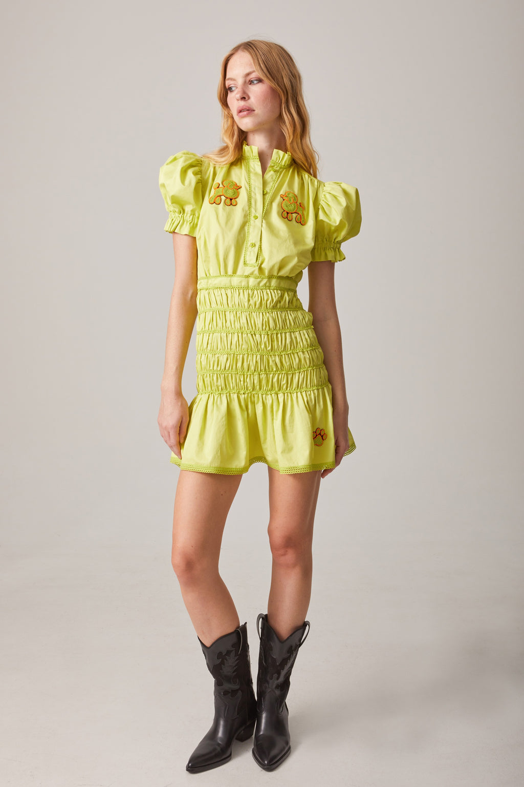 VESTIDO ENGOMADO VERDE LIMA