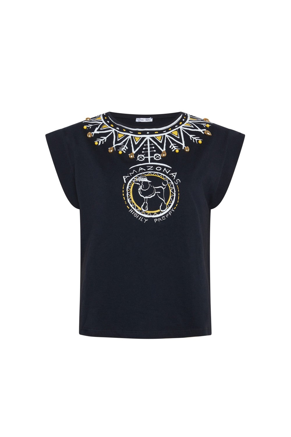 CAMISETA ESTAMPADO COLLAR CON TACHAS NEGRA