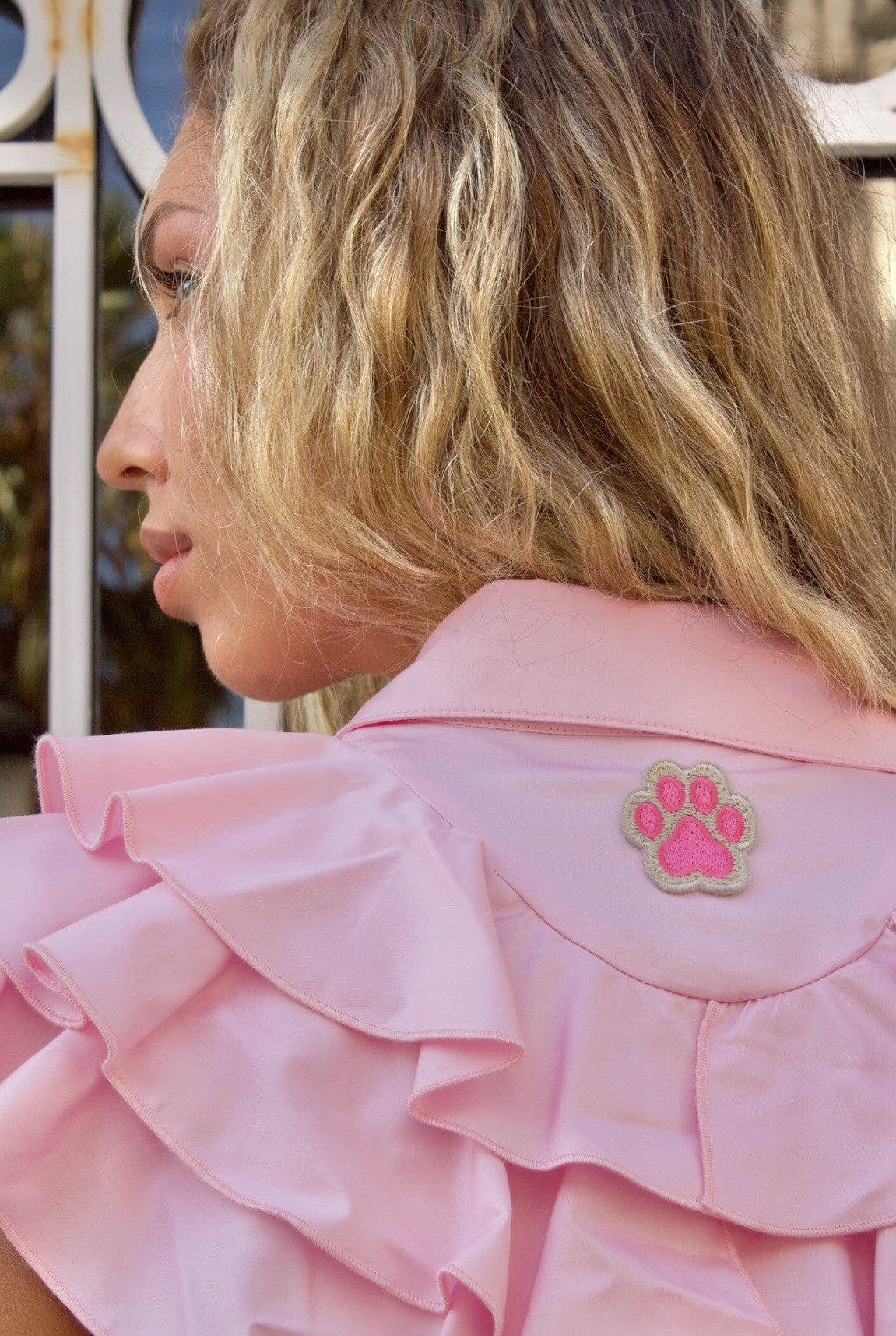 BABY PINK RUFFLED COTTON SHIRT