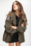 KHAKI HOODED OVERSHIRT