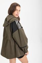 KHAKI HOODED OVERSHIRT