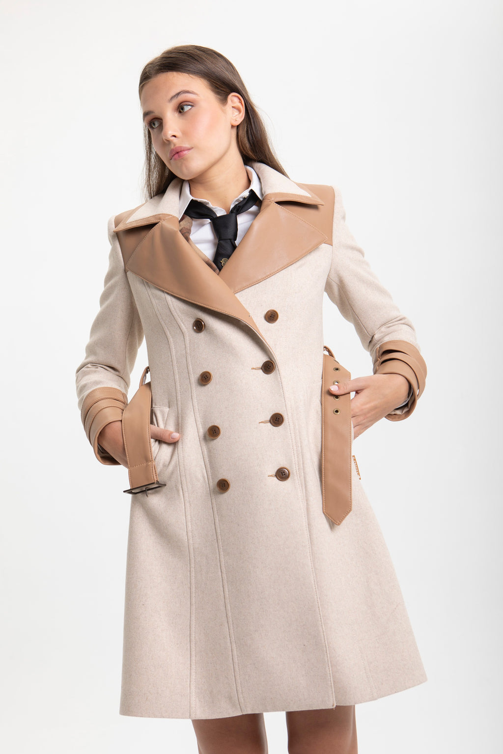 SAND-CAMEL COMBINED COAT
