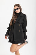 ABRIGO ESTILO GABARDINA CORTO NEGRO