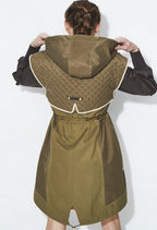 TRENCH COMBINADA LARGA VERDE OLIVA