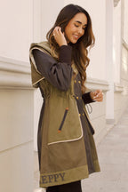 TRENCH COMBINADA LARGA VERDE OLIVA