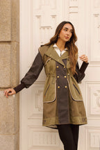TRENCH COMBINADA LARGA VERDE OLIVA