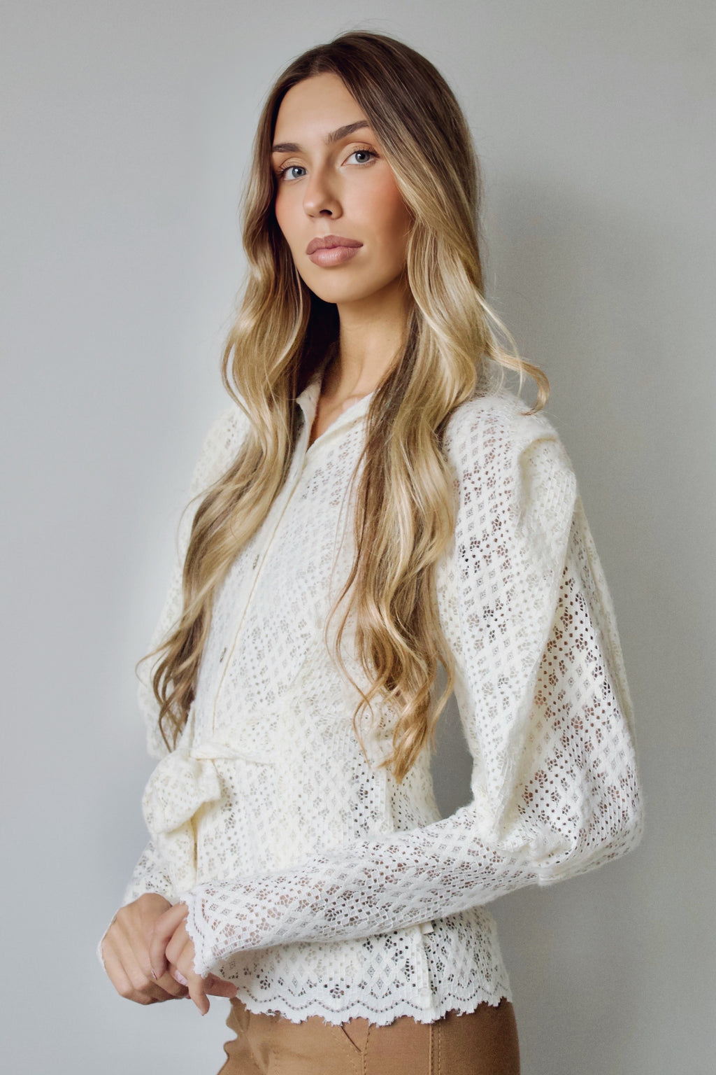 BLUSA ENCAJE LAZADA CRUDO