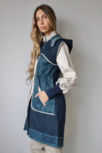 LONG NAVY COMBINED TRENCH COAT