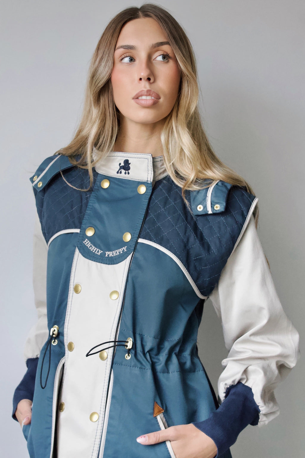 LONG NAVY COMBINED TRENCH COAT