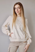 SUDADERA ACOLCHADA ESCUDO CRUDO