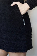 BLACK LACE MINI-RUFFLE DRESS