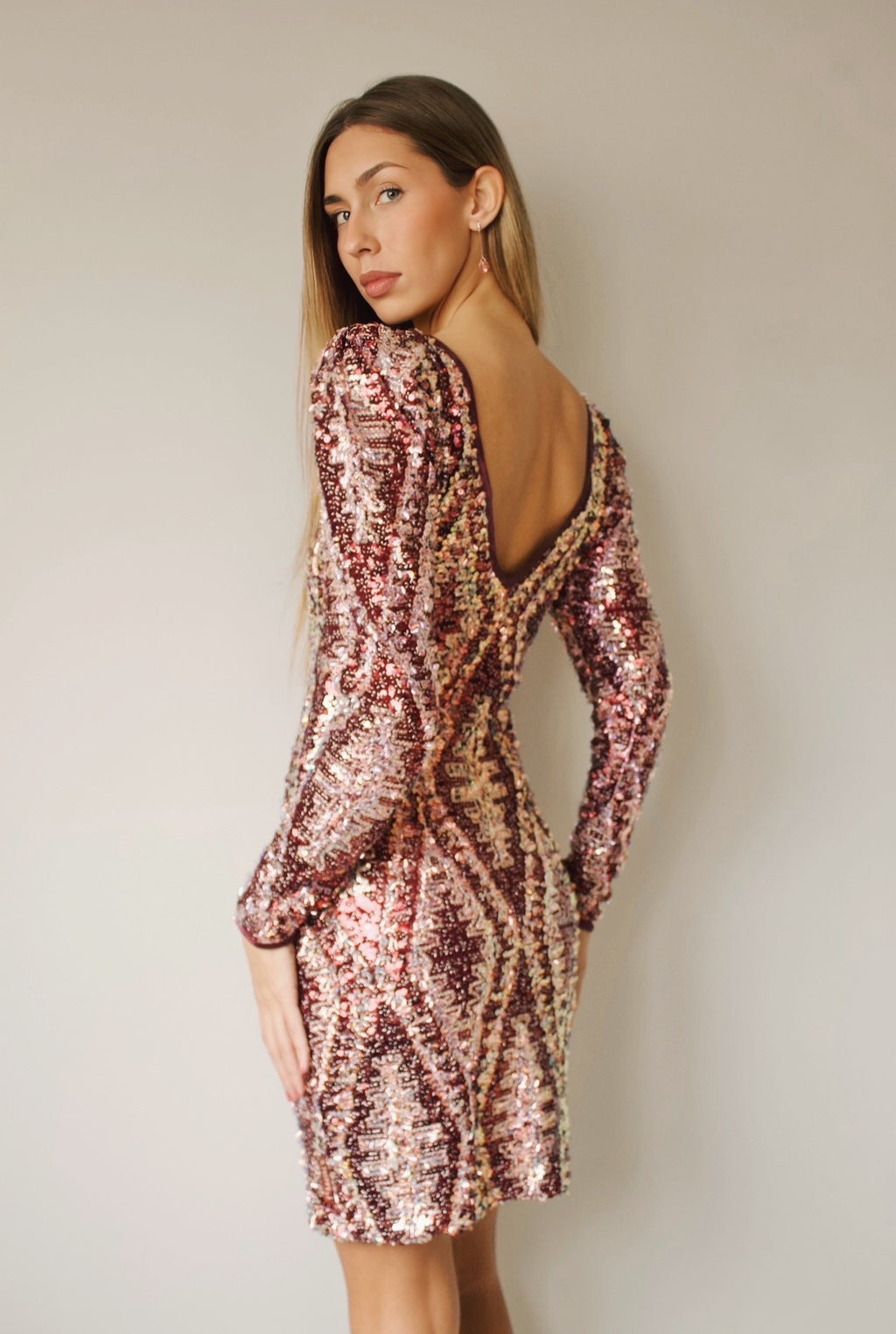 MAROON SEQUIN DRESS