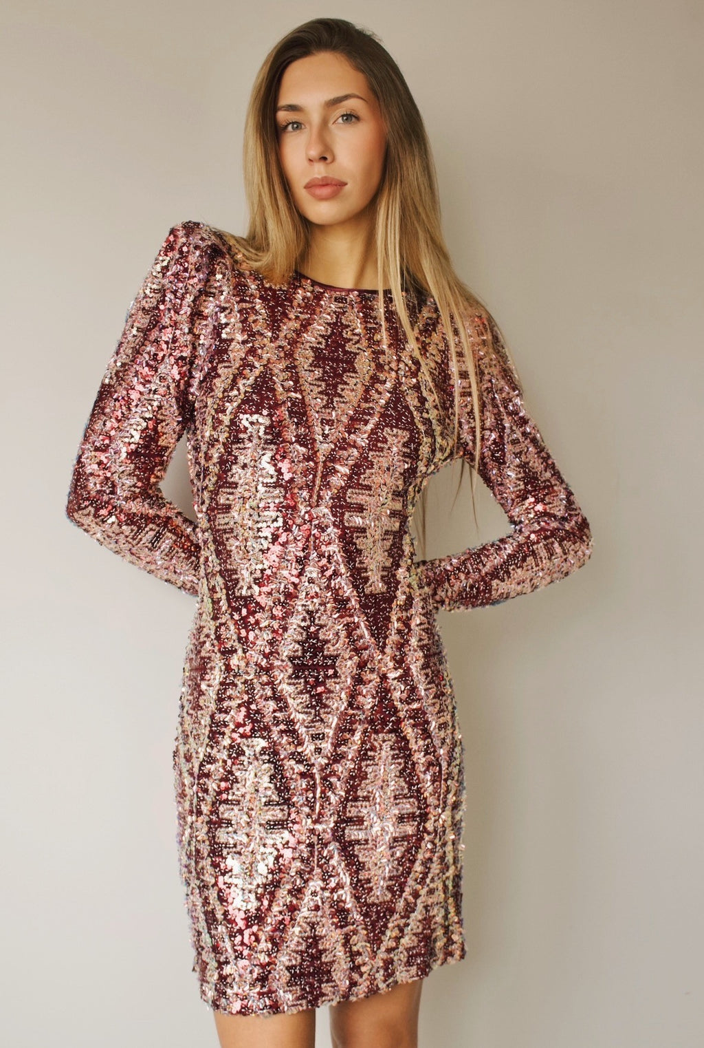 MAROON SEQUIN DRESS
