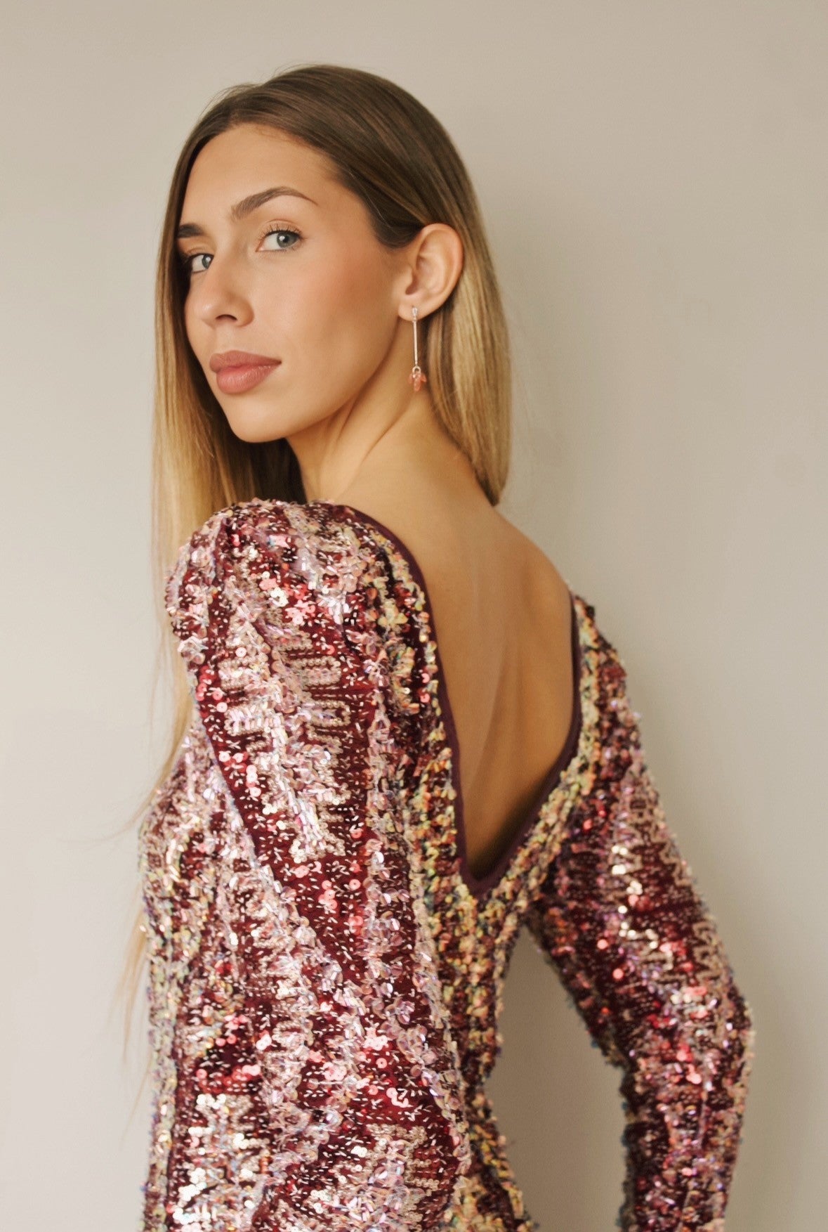 MAROON SEQUIN DRESS