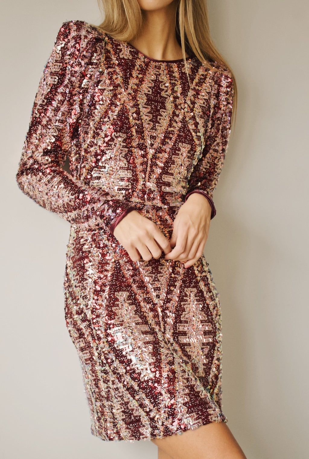 MAROON SEQUIN DRESS