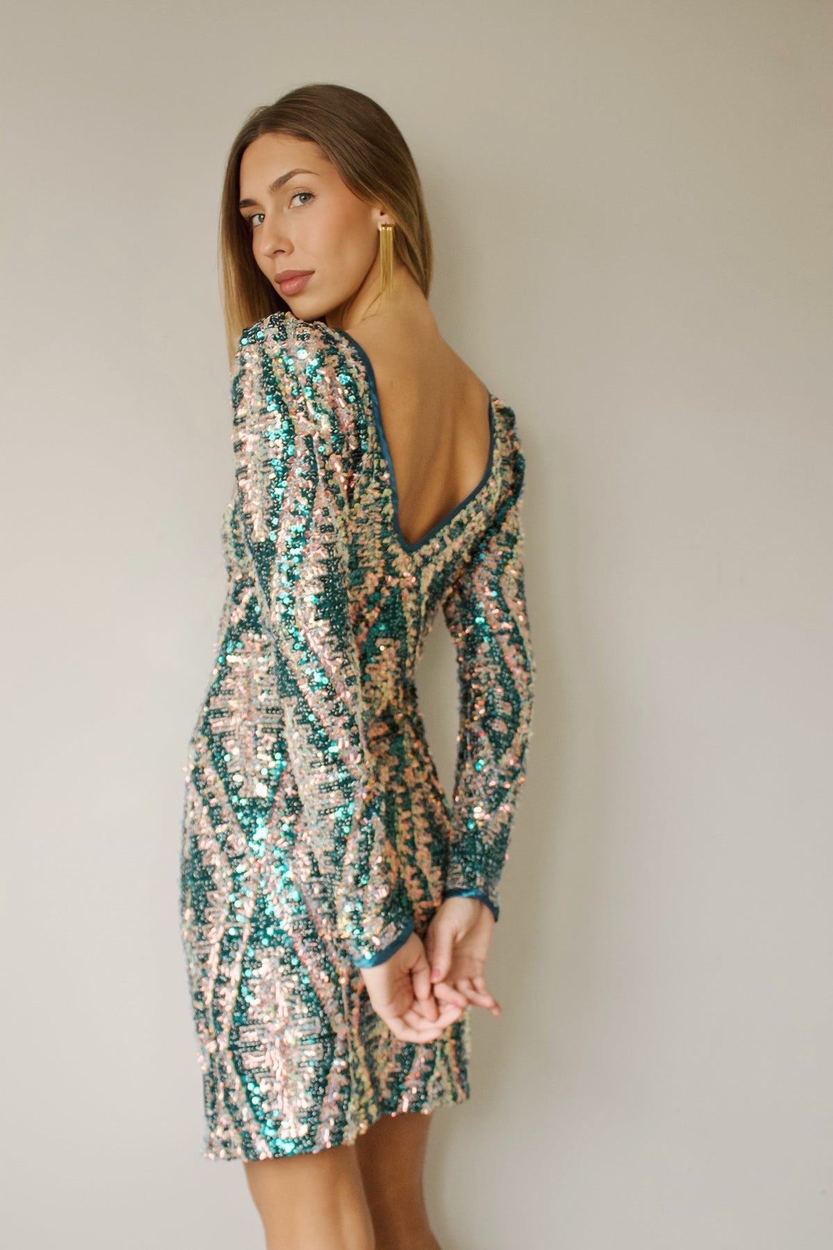 VESTIDO LENTEJUELAS VERDE