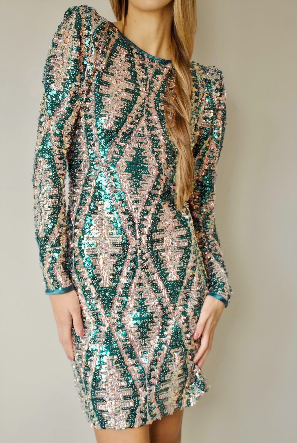 VESTIDO LENTEJUELAS VERDE