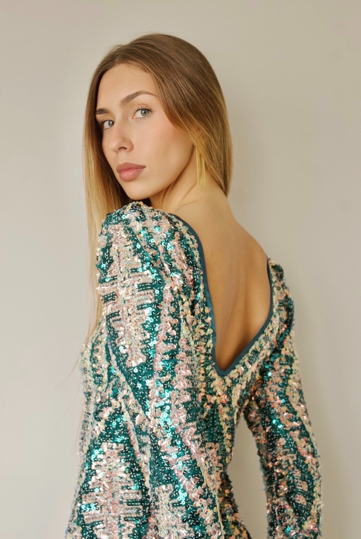 VESTIDO LENTEJUELAS VERDE