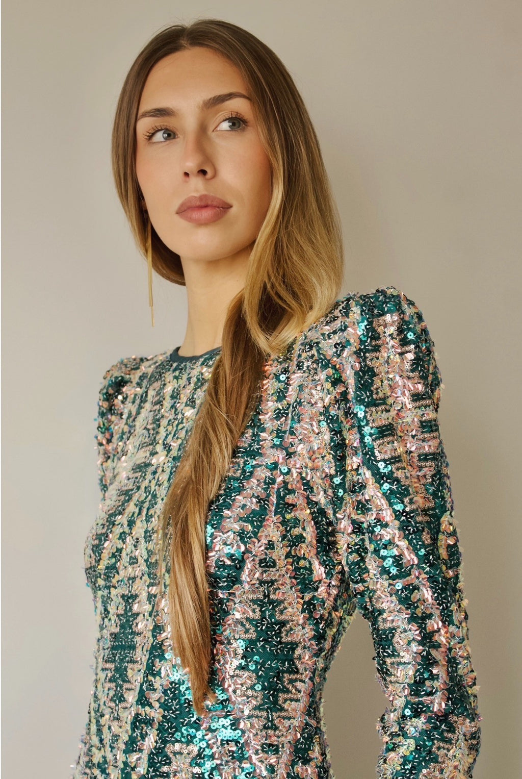 VESTIDO LENTEJUELAS VERDE