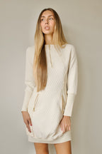 CREAM UNIVERSITY QUILTED DRESS
