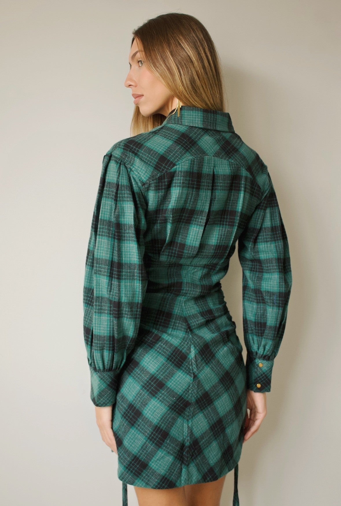 GREEN UNIVERSITY PLAID DRESS