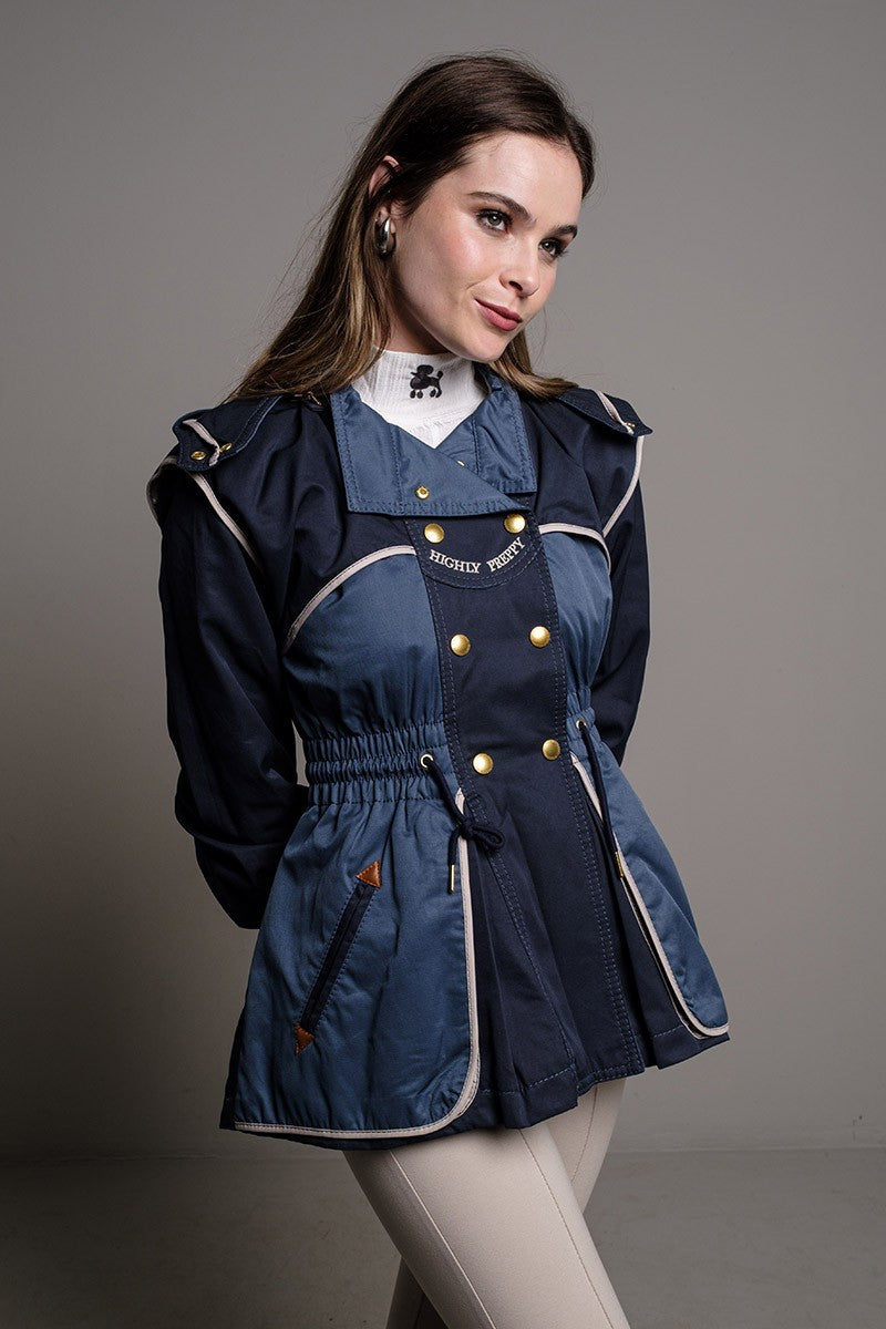 SHORT BLUE COMBINED TRENCH COAT