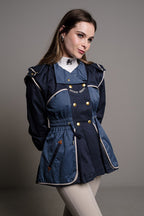 SHORT BLUE COMBINED TRENCH COAT