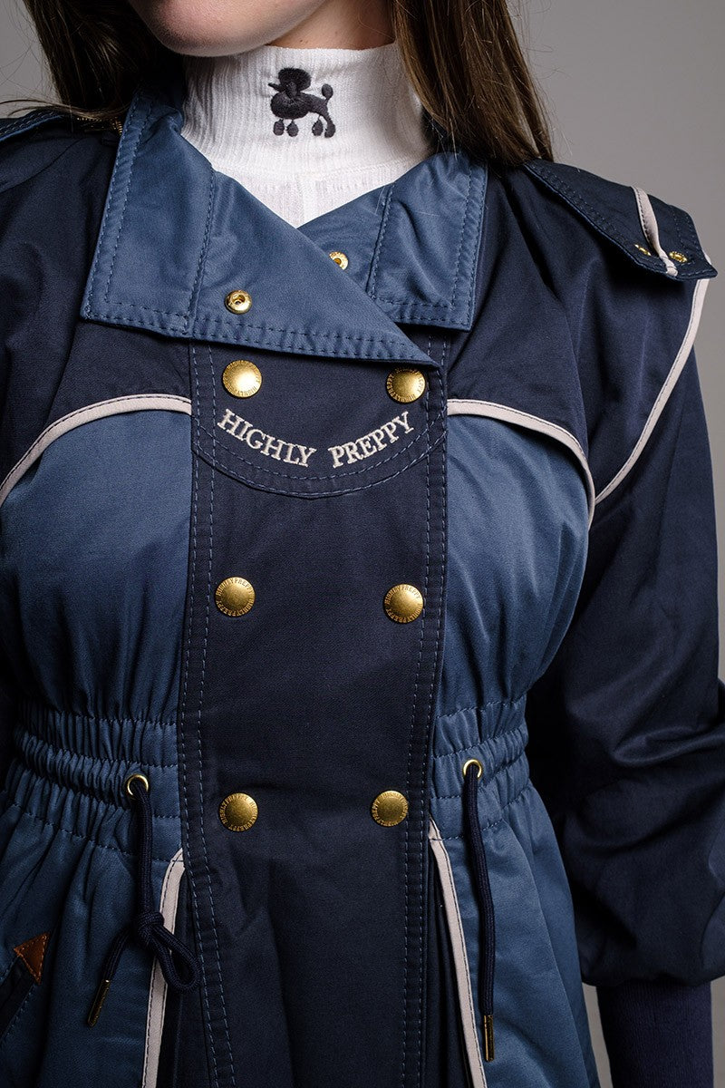 TRENCH COMBINADA CORTA AZUL