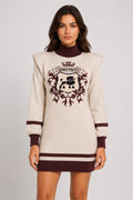 KNIT DRESS WITH SHOULDER PADS ECRU