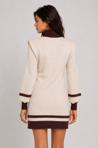 KNIT DRESS WITH SHOULDER PADS ECRU