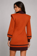 VESTIDO TRICOT HOMBRERAS HP CAMEL
