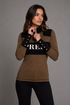 CAMISETA COMBI CREMALLERA CAQUI