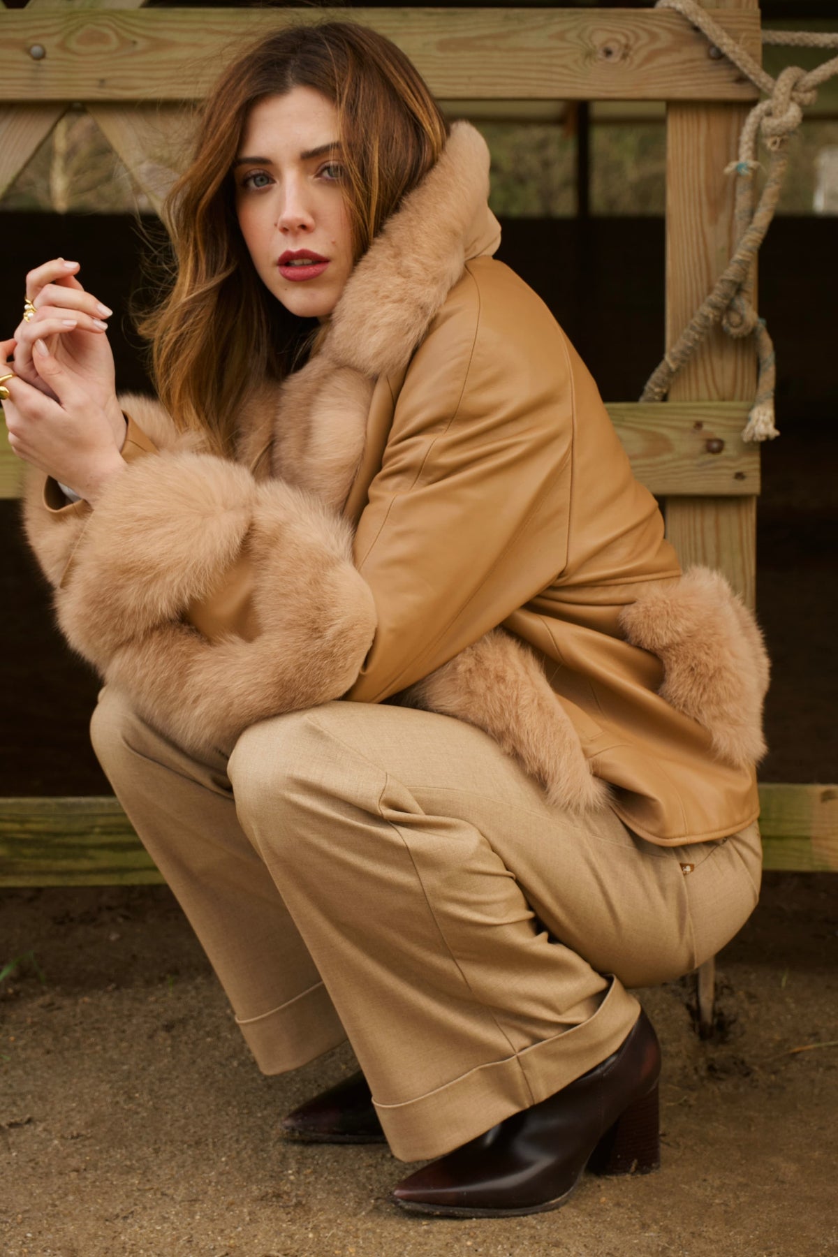 GENUINE LEATHER AND FUR JACKET