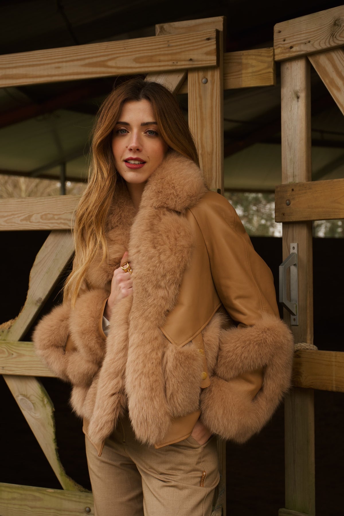 GENUINE LEATHER AND FUR JACKET