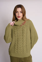 JERSEY VERDE OVERSIZE CUELLO SUBIDO