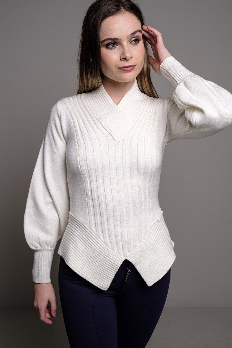 CREAM RIBBED SWEATER