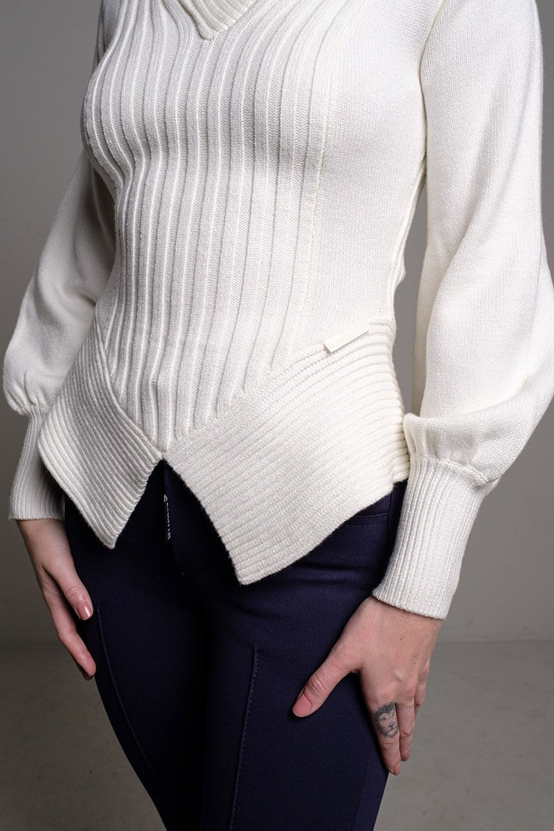 CREAM RIBBED SWEATER