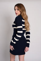 VESTIDO PUNTO RAYAS MARINO-CRUDO