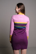 VESTIDO COLOR BLOCK ROSA